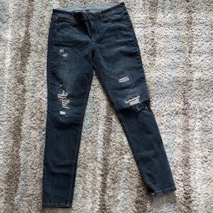White House Black Market Dark Blue Distressed Skinny Jeans 10L